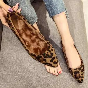 레오파드 단화 슈즈 여성 슬립 편한 여자 레오파드플랫