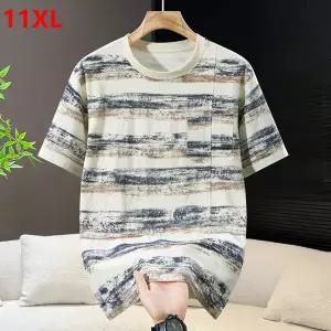 빅사이즈 반팔 셔츠 여름 신상 남성 티셔츠 스트라이프 루즈핏 플러스 사이즈 캐주얼 트렌디 170kg 이하 남