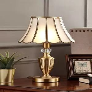 유럽식 엔틱 스탠드 호텔 버튼 테이블 구리 단 조명 서재 럭셔리 전원 탁자 램프