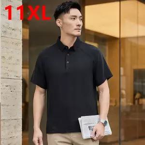 빅사이즈 반팔 셔츠  플러스 사이즈 남성용 여름 얇은 반오픈 칼라 캐주얼 린넨 대형 및 키 큰 최대 180kg