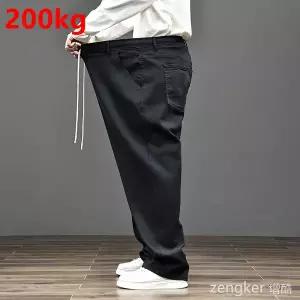 빅사이즈 반팔 셔츠 400kg 봄 가을 빅사이즈형 플러스 사이즈 청바지 큰 남성용 루즈핏 신축성 있는 스트레