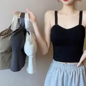 튜브탑 나시 일체형 패드포함 이너 슬림핏 끈조절