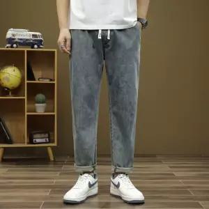 슬송렉샵 팬츠 남자 키작남 일자핏 청바지 생기 배기 밴딩 스키니 클래식 진 9부 꾹1