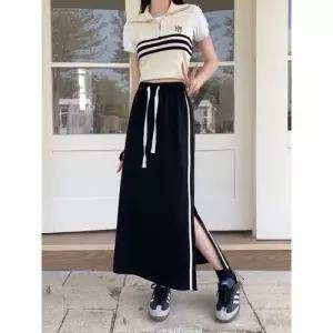팔콘 치마 스커트 여사친 여성 니트 A라인 밴딩 중기장 절개 KKE1