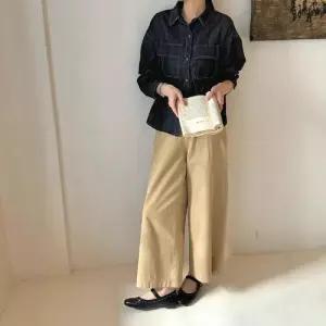 EAMT 카디건 무지데님 셔츠 긴팔 상의 레이어드 여성 데님 가을 빈티지 EUNG3