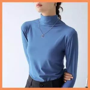 [골드스마일]여성 반목폴라 레이어드 티셔츠 가을 겨울 이너 목티 무지