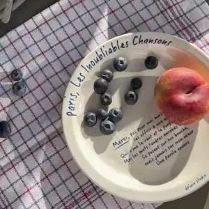 홈파티 플레이트 접시 레터링 블루