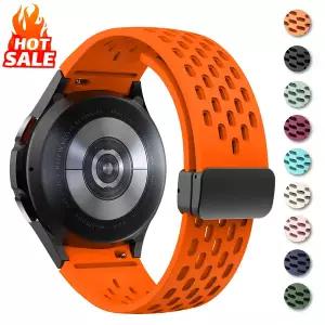 호환 시계줄 삼성 갤럭시 시계 용 실리콘 스트랩 7 6 5 4 40mm 44mm Pro 45mm 마그네틱 버클 밴드 클래식 4