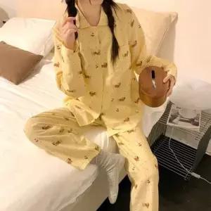 MN 잠옷 컴포트 봄가을 긴팔 학생 도트 캐릭터 잠옷세트 세트 커플 카디건 OOTD1