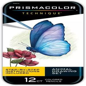 프리즘 컬러 테크닉 동물 드로잉 세트 색연필 및 단계별 튜토리얼 다양한 색상 12 카운트 포함