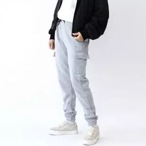 여성용 기모 조거 팬츠 카고 포켓 트레이닝 팬츠 겨울 커플 남녀