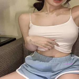 여자 퓨이스 끈나시 브라탑 크롭이너 캡내장 크롭나시ghi183