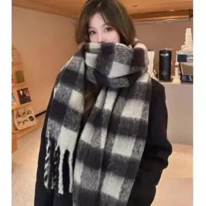 면머플러 체크 패턴 포인트 남녀공용 포근 빅 목도리 머플러