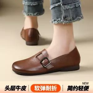 작은구두 둥근코 리얼가죽 빅사이즈 컴포트다크힐 봄가을 MN 플랫 화 가보시 여자 인기3