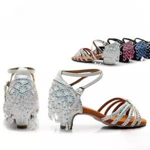 라인 라틴 댄스화 라틴댄스화 큐빅 스포츠 화려한