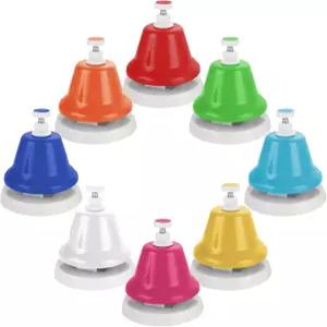 LOYORTY 8 노트 컬러풀 데스크 벨 메탈 핸드 세트 합창을 위한 레인보우 뮤직 홀리데이 파티 용품 생일