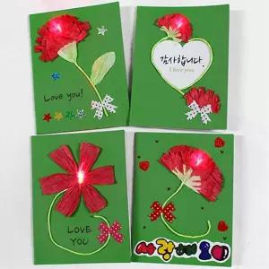 내가꾸미는 LED 카네이션 카드 (5인세트) 어버이날 스승의날 diy 만들기 키트 교구 단체 부모님 선물 세아