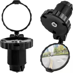 핸들바 엔드용 자전거 거울 2팩 후방 뷰 미러 접이식 조절 가능 광각 HD 유리 볼록 안전한 타기