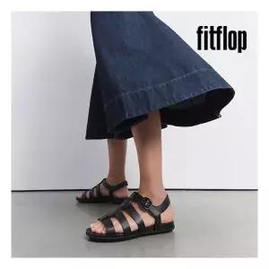 핏플랍 바로도착 그라시에 레더 올블랙 여성 피셔맨 샌들1196138