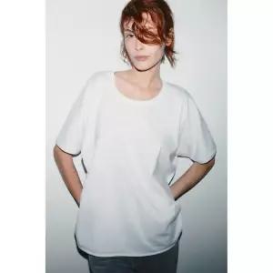 ZARA 러스틱 오버사이즈 티셔츠 - 화이트 0858/020/250 144679