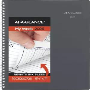 AT-A-GLANCE 2026 예약부 플래너 주간 및 월간 8-1/2인치 x 11인치 대형 분기별 데이마인드