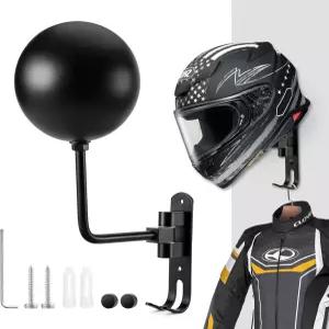 PAHTTO 모터사이클 헬멧 홀더 랙 벽걸이 180도 회전 걸이 코트 모자 액세서리용 더블 훅 포함