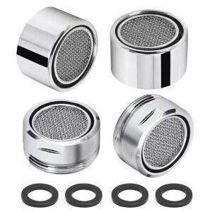 라이트엑스페 수도꼭지 에어레이터 4 PCS, 주방 싱크대 교체 부품, 싱크 남녀용 실 물 절약 필터(황동 쉘 및 욕실용 개스킷 포함) (15/16인치 55/64인치)