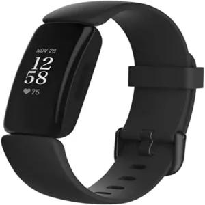 Fitbit Inspire 2 및 피트니스 트래커 1년 무료 프리미엄 평가판 24시간 심박수 블랙/블랙 원 사이즈 S L