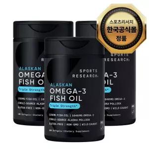 {백화점 상품} 스포츠리서치 오메가3 피쉬 오일 3배 강도 소프트젤 180정 x 3병 404927