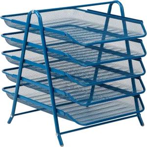 마인드 리더 5단 종이 트레이 데스크톱 정리함 파일 저장 사무실 메탈 메시 11.75 L x 14 W 15 H 터쿼이즈