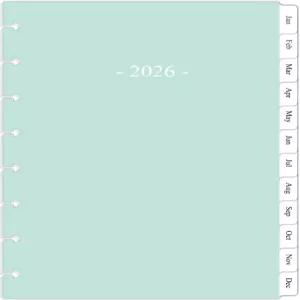 2026년 8명의 디스크바운드 플래너를 위한 주간 및 월간 리필 2페이지 주니어 사이즈 5-1/2 x8-1/2