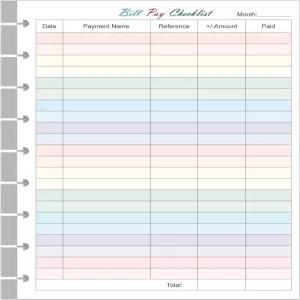 청구서 급여 체크리스트 리필 - 50매/100페이지 클래식 사이즈 9디스크 해피 플래너를 위한 다채로운 월별