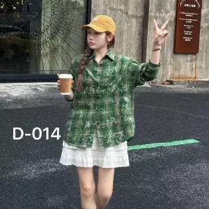 스파이더맨 빈티지 가을 여친 순면 긴팔 톱 체크 셔츠 칼라 OPH3