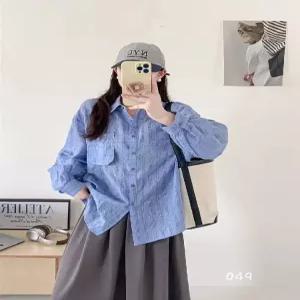 스파이더맨 여사친 빈티지 가을 체크 포켓 긴팔 상의 입체 셔츠 빅 OPH3