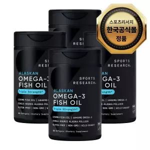 {백화점 상품} 스포츠리서치 오메가3 피쉬 오일 3배 강도 소프트젤 90정 x4병 405372