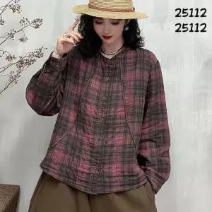 스파이더맨 여성 가을 빈티지 체크 카디건 톱 프린트 긴팔 셔츠 싱글 OPH3