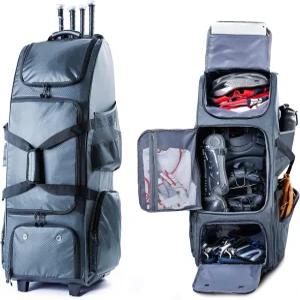 VIGEGARI 견고한 하드 백킹으로 롤링 야구백 업그레이드 - 4 배트용 바퀴가 달린 대형 소프트볼백 팀 장비