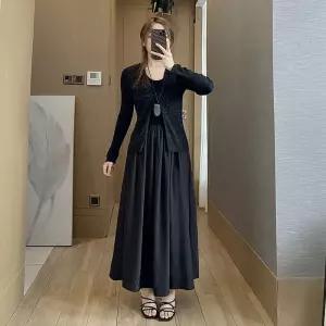 스파이더맨 여자 스커트 니트 롱 촘촘하게 짜여 슬림핏 프렌치 OPH1