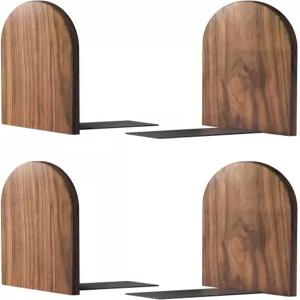 대형 북엔드 무거운 책 보관 - 위한 7x4x5in 2팩 나무 호두나무 엔드 사무실 책상 비스키드를 남성용