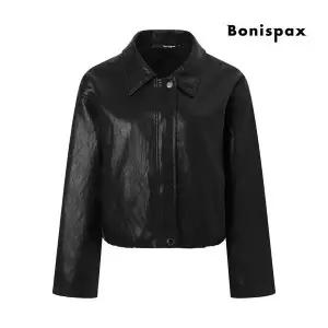 보니스팍스 레더 카라 집업 밴딩 크롭 자켓 XP3JK025L0 1227604