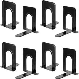 선반용 헤비 듀티 북엔드 미끄럼 방지 베이스 블랙 도서관 사무실 가정 학교 4켤레에 적합