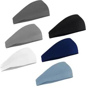 남성용 스포츠 머리띠 6팩 여름 전용 경량 탄성 소프트 패브릭 미끄럼 방지 헤어 밴드 워프 러닝 사이클링