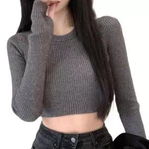 [SBD] 골지 긴팔 데일리 니트티 크롭 패션 슬림 티셔츠 여자