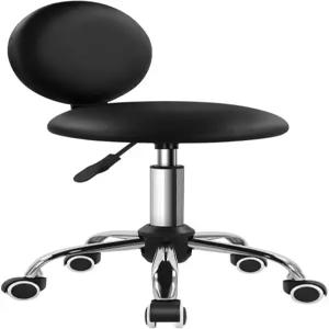 스파 살롱 마사지 블랙을 위한 뒷높이 조절 가능한 바퀴 달린 FURWO 미니 원형 롤링 스툴