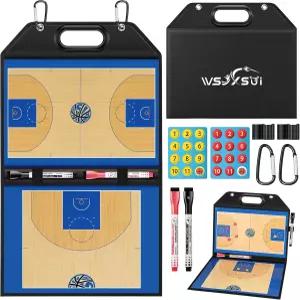 Wixsui 마그네틱 농구 코칭 보드 코치용 접이식 가죽 클립 키트 프로 전술 드라이 이레이즈 전략