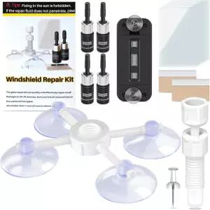 마노 윈드실드 수리 키트 흡입 컵 경화 조명 및 압력 인젝터가 장착된 락칩 균열 긁힘 등을 위한 유리 4병