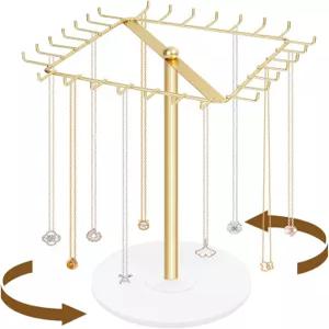 여성용 열쇠고리 팔찌 긴 체인 트리를 걸 수 있는 28 훅 목걸이 보관함이 파보빗 회전 홀더 스탠드 금속