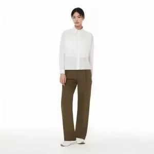 ANDAR 코튼 블렌드 하프 밴딩 원턱 와이드 슬랙스