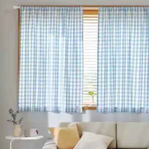 모던하우스 에코블렌드 체크 면 봉집형 반창문커튼 140x160 블루1255769