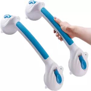 시니어용 리테일 샤워 그립 바 2팩 16.8인치 안전 표시기가 있는 흡입 핸들 노드릴 욕실 레일 욕조 및